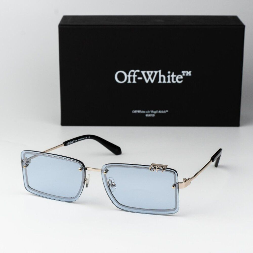 SALE!!! Off-White TAMPA Men Sunglasses Gold Blue Rectangular OERI13N TAMPA 7640